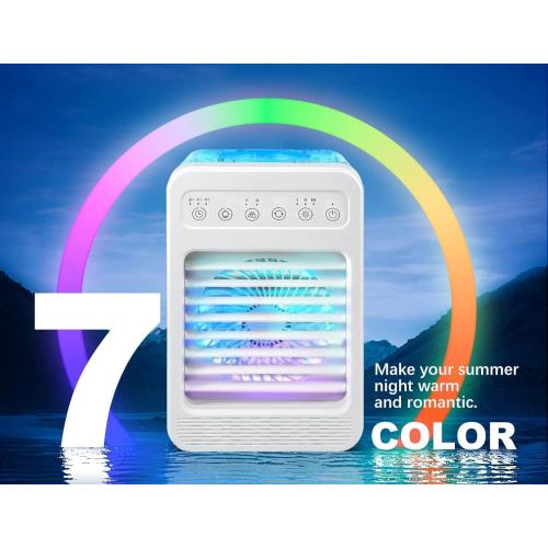 Portable Air Conditioners, Mini Air Conditioner Personal Evaporative Air Cooler with 4 Speeds 7 Colors, 600ML Portable Ac Unit Fan 2 Cool Mist Cooling Fan for Room Office Car