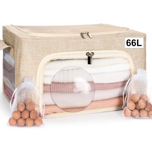 66L Large Cashmere Sweater Storage Bags | With 2 Bags of Natural Cedar Ball | Breathable Cashmere Garment Bag for Merino Wool/Knit Sweater, Stackable Knitwear Wool Clothes Storage Organizer Pouch