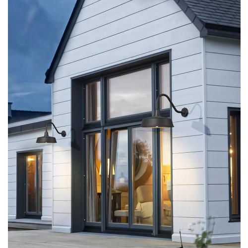 21 Large Outdoor Gooseneck Barn Lights Dusk to Dawn - Classic Farmhouse Light Fixtures with Extended Arms for Garage, Front Door, Porch Lights 2-Pack.