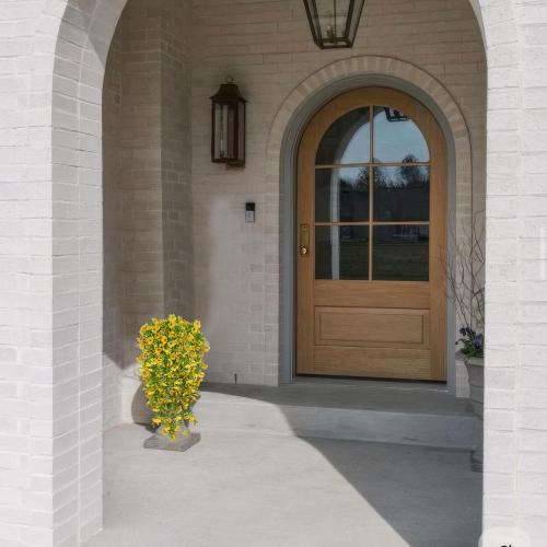 4 Pcs Artificial Hanging Flowers for Outdoors Spring Summer Yellow Faux Silk Daisy Flowers UV Resistant Realistic Fake Hanging Plants for Outside Home Indoor Planter Porch Garden Yard Decor