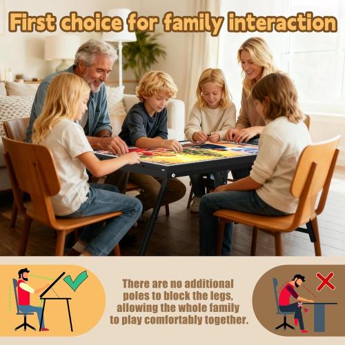 Puzzle Table 1500 Pieces, 3-in-1 Foldable Jigsaw Puzzle Table with Cover – 18” & 28” Height, 5 Angle Tilt, Metal Frame, Portable Puzzle Tables Drawers and Legs for All Ages