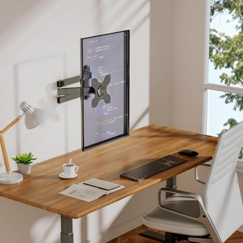 Size 100x100 mm WALI TV Wall Mount Articulating LCD Monitor Full Motion 15 inch Extension Arm Tilt Swivel for Most 13 to 32 inch LED TV Flat Panel Screen with Mounting Holes up to 100x100mm (1330LM), Black