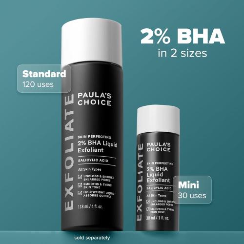 Paula's Choice SKIN PERFECTING 2% BHA Liquid Exfoliant with Salicylic Acid, Facial Polish for Pores, Wrinkles & Fine Lines, Suitable for Blackhead-Prone Skin, Fragrance-Free
