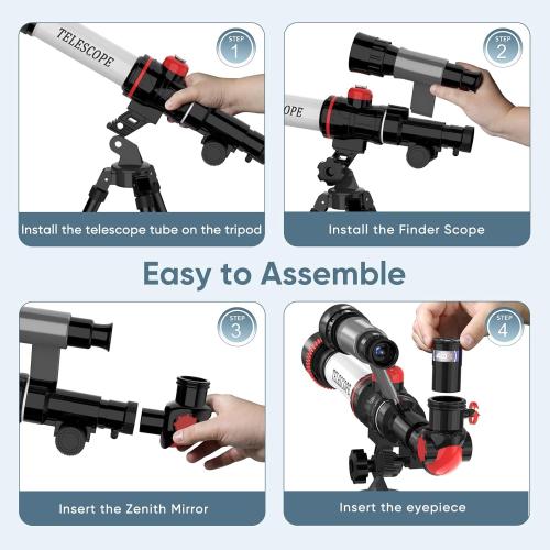 ToyerBee Kids Telescope, Space Toys with 3 Eyepieces & Compass, Portable Science Kits for Kids as Astronomy Gifts, Great Educational Telescope and Stem Toys to See Moon, Buildings and Animals