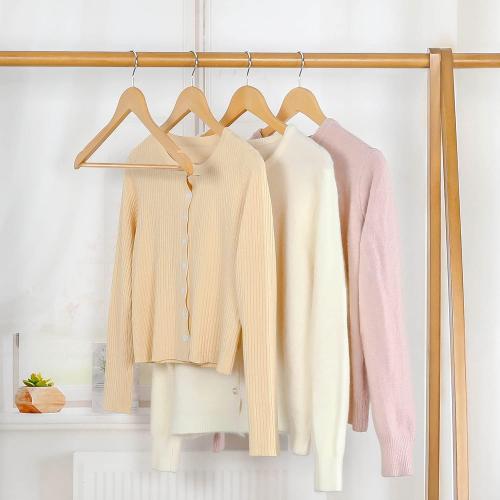 TOPIA HANGER Wooden Hangers 30 Pack, Wood Clothes Hanger Natural | Durable Coat Hanger, 360-Degree Rotatable Hook, Non-Slip Pants Bar, Shoulder Notches for Camisole Tops-CT34N30