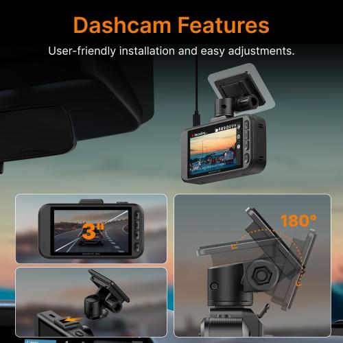 Miofive Dash Cam Front – 4K UHD Dash Camera for Cars, Built-in Bluetooth, 5G Wi-Fi, GPS, 3 IPS Screen, Night Vision, 140° Wide Angle, HDR, 24-Hour Parking Mode, G-Sensor(S1)