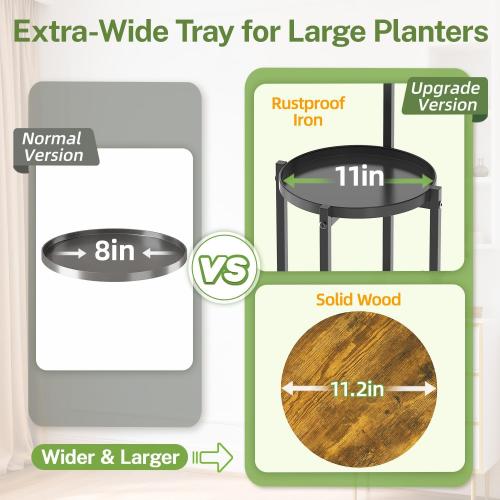 iDavosic.ly Hanging Plant Stand Indoor, 2 Tier, 60 In Tall, Black & Brown