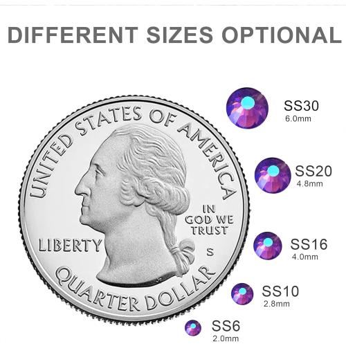 Blinginbox Flat Back Crystal Rhinestones Round Gems for Nail Art and Craft Glue Fix,Dk.Amethyst AB (6.4-6.6mm) SS30/288pcs