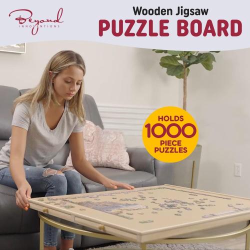 1000 Piece Rotating Puzzle Board with Drawers and Cover - 4 Drawers, Wooden Jigsaw Puzzle Table | 30” X 22”| Jigsaw Puzzle Board - Portable Puzzle Tables for Adults and Kids by Beyond Innoventions