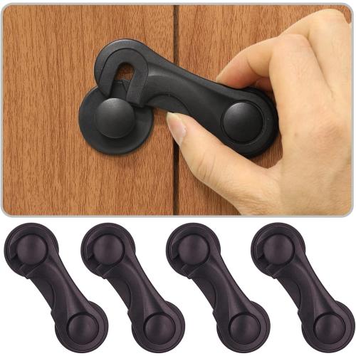 Cabinet Locks for Babies and Child Safety, 4 Pack Childproof Latches with Adhesive for Drawer Cupboards Closet and Pantry Door, Baby Proofing Fridge Lock for Protecting Kids Toddlers and Infants