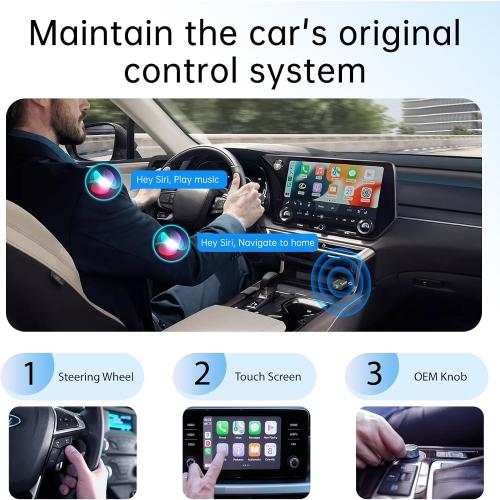 Grey Type C Wireless CarPlay Adapter for Apple iPhone 2025 Upgrade, Converts Factory Wired to Wireless, No Delay, Stable Connection, Mini Apple Carplay Wireless Adapter for iOS 10  and Car from 2018 ,USB/Type C