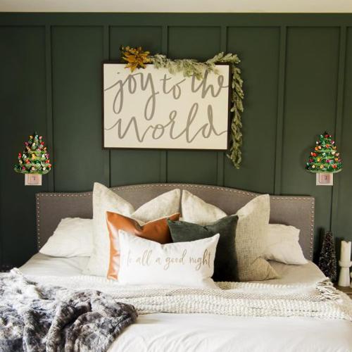 2 Pack Blissun Christmas Night Light, Ceramic Tree Decor 6 Inch with Multicolor Bulbs, 360° Swivel Plug & On/Off Switch for Bedroom, Home, Bathroom (2 Pack)