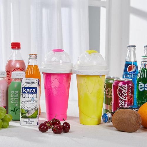 Shake The Smoothie Cup In Summer, Pinch The Cup Into The Ice Cup In The Summer, With Multiple Colors, Suitable For Everyone. yellow