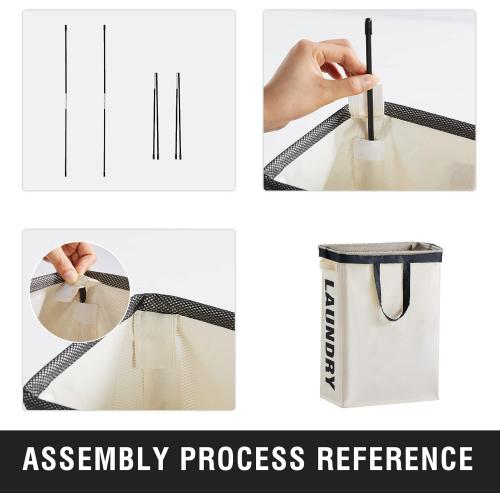 Slim Laundry Hamper with Removable Inner Bag and Side Handles, 45L Small Laundry Baskets to Store Clothes, Narrow Dirty Clothes Hamper for Laundry Room, Bathroom, Bedroom, and Living Room - Beige