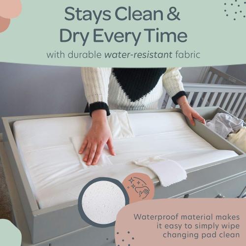 Baby Changing Pad with Secure Strap 32 x 16, Changing Diaper Mat for Table Dresser Change Station Soft, White