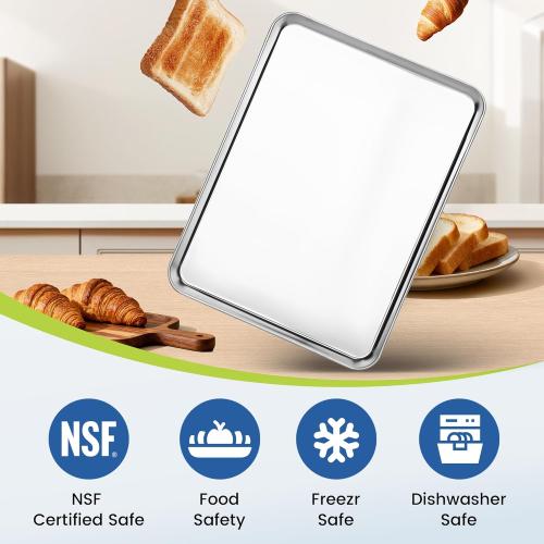 12 Pack Stainless Steel Baking Sheet Pans,  Cookie Sheets for Toaster Oven, Rust-Resistant, Dishwasher Safe