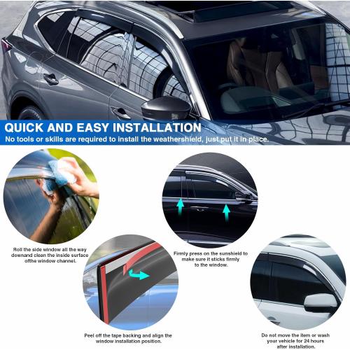 MotorFansClub 4PCS Window Visor Vent Fit for Acura MDX 4 Door 2014 2015 2016 2017 2018 2019 2020 2021 Window Deflectors Sun Rain Guard Smoke Color with Chrome Trim