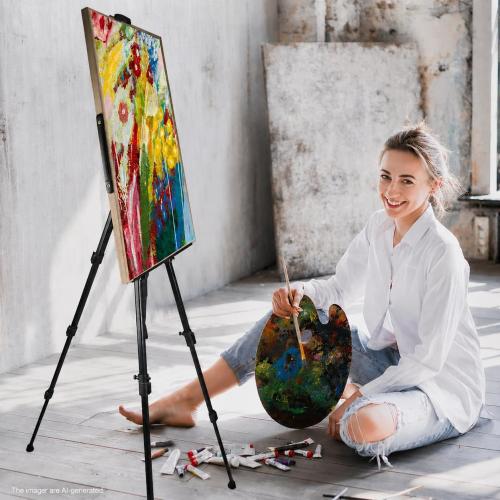 NS JYMB Easel Stand for Sign and Painting,  Adjustable, Black | Portable metal tripod easel for display stand, canvas holder, floor, poster board, wedding signs and travel use