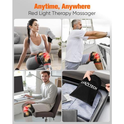 CRAZYTECH 3D Red Light Therapy for Knee, FSA Eligible HSA 5000mAh Cordless Knee Massager with 4 Vibration Areas, Infrared Heating Pad Wrap Device for Knee Elbow Shoulder, 660nm 850nm