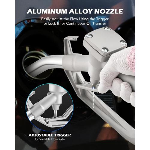 Motor Tech Diesel Transfer Pump, 12 Volt Fuel Transfer Pump with Nozzle Hoses for Transferring Diesel, Kerosene, Self Priming DC Electric Fuel Pump Kit