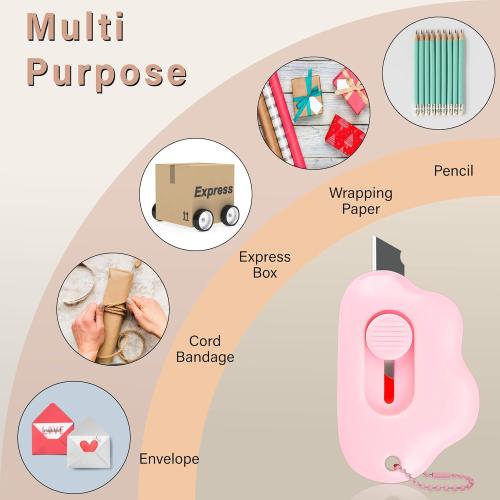 Cloud Shaped Retractable Box Cutter Set - 6 Pack with Key Rings,Stainless Steel Blade,Safe & Portable Letter Opener for Envelopes,Package,Mail,DIY,Paper Cutter for Home,Office,Outdoor (6 Color)