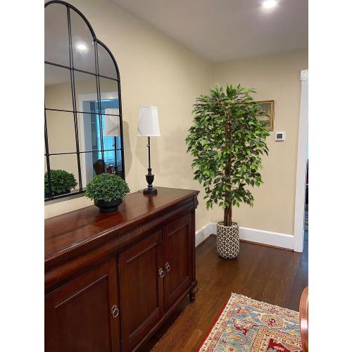 Artificial Ficus Tree for Home Decor, 6 Feet Faux Plant Fake Silk Trees with Pot for Indoor Outdoor House Living Room Office Garden (6 ft Tall)