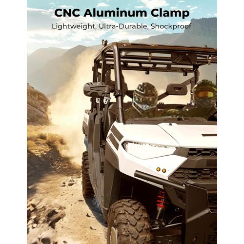 KEMIMOTO Adjustable Surface Pro-Fit Side Mirrors, Aluminum Clamp Mirrors | Compatible with Polaris Ranger General Can-Am Defender Maverick Trail