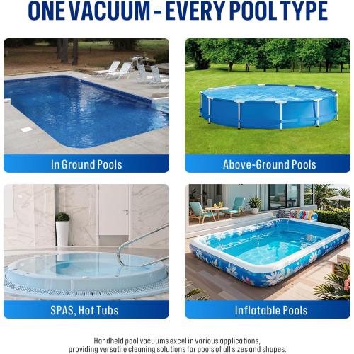 BIELMEIER Handheld Pool Vacuum with Telescopic Pole, Updated Swimming Pool Cleaner 19 GPM Powerful Suction, Cordless Pool Vacuum for Cleaning Above Ground Pools, Inground Pools, Spas, Hot Tubs
