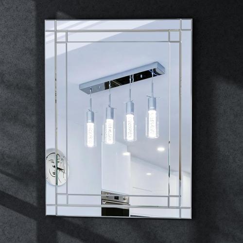 COOL2DAY 48 x 28Frameless Rectangular Wall Mirror,Polished Beveled Edge Decorative Mirrors Modern Wall Decor Mirrors for Bathroom Vanity, Entryway and Living Room