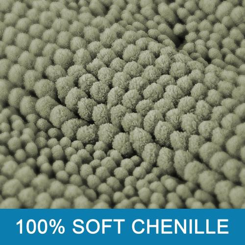 H.VERSAILTEX Bathroom Rug Sets 2 Piece Bath Mats Non Slip Thick Soft Chenille Striped Bath Rug achine Washable Shower Floor Rugs for Tub, Shower and Floor (Eucalyptus Green, 20 x 32/17 x 24)