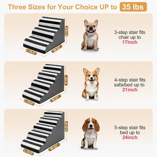 JOEJOY Curved Dog Stairs Ramp for High Beds 19 H, 4-Step Dog Steps for Small Dogs and Cats, Pet Stairs for High Bed Climbing, Non-Slip Balanced Pet Step Indoor, Grey