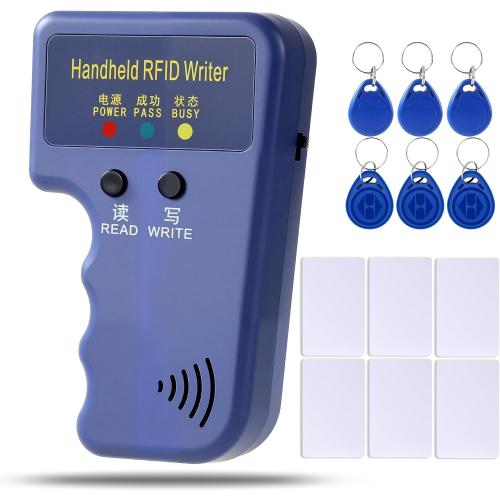 125KHz RFID Copier – Handheld ID Card Writer with 6 Key Fobs & 6 Blank Cards,Compatible with T5577 & More