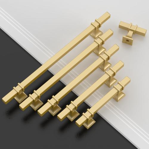 Amerdeco 10 Pack Brushed Gold Cabinet Pulls 3 Inch(76mm) Hole Center Drawer Pulls Cabinet Hardware Kitchen Cabinet Handles for Bathroom Dresser Pulls ZH0067