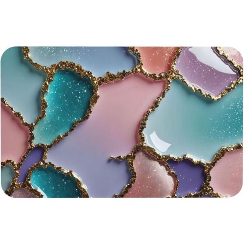 Colorful Agate Stone Bath Mats Quick Dry Absorbent Bath Rugs Rubber Non Slip Bath Mat for Bathroom Floor Tub Shower Sink 16×24