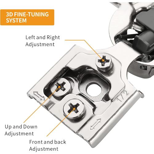 Chibery 50 Pack 1/2 Overlay 3D Soft Close Concealed Hinge for Face Frame Door, Smooth Slow Self Closing Hinges, Satin Nickel, Hidden 105° Open Angle Stainless Steel Hinge for Kitchen Cabinet Door