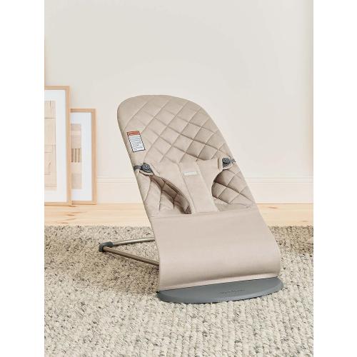 BabyBjörn Bouncer Bliss, Sand Gray, Woven, Classic Quilt | 2-in-1 Adjustable Baby Bouncer Seat and Toddler Chair, Newborn to Toddler (8-29 lbs), 4 Positions, Lightweight & Portable