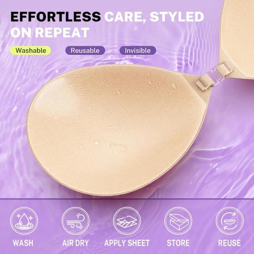 Invisible Strapless Sticky Bra Push up for Women, Ultra Adhesive Bra for Backless Dress, Cleavage Bra Lift Novelty Bras