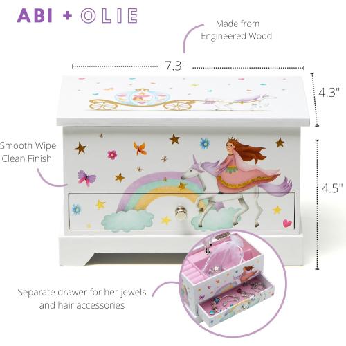 ABI   OLIE Kids Musical Jewelry Box for Girls 8-12 - Music Box for Girls - Princess Castle Unicorn Theme