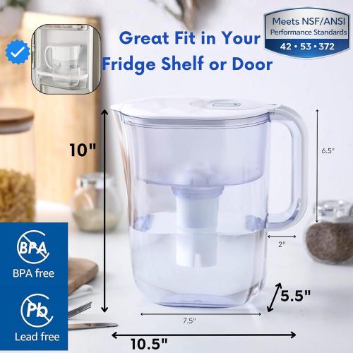10-Cup Water Filter Pitcher with 2 Replacements & Electronic Change Reminder - Compatible Brita Water Pitcher Brita Filter Replacement