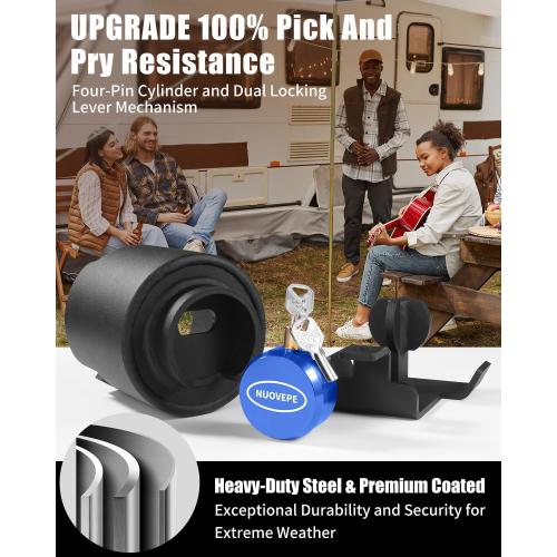 Trailer Lock Fits 2 Inch Couplers, Secures Safety Chains Anti-Theft Ball Hitch Lock, Pry-Resistant & Heavy-Duty Trailer Hitch Locks for RV | Boat | ATV | Utility Trailer (Blue)