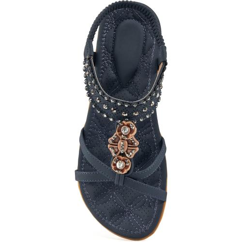 Size 5....Alicegana Womens Sandals Shoes Comfort Walking with Non Slip on Casual Summer Beach Shoes Dress Ankle Elastic Jeweled Bohemian Flats
