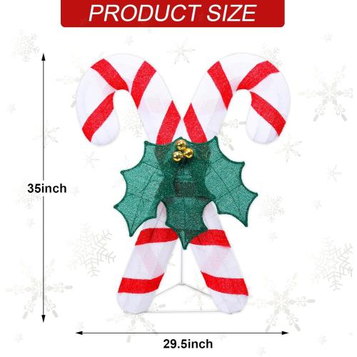 Vipush Lighted Outdoor Christmas Decoration, 3.5FT Pre-Lit Cane Candy for Lawn 3D Glittered with Warm Lights, Outdoor Lighted Holiday Displays for Christmas Decoration