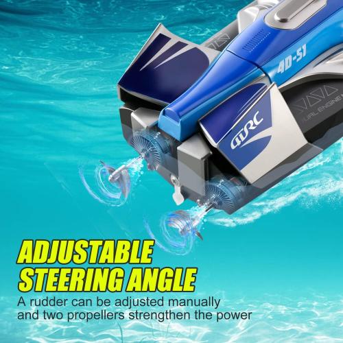 4DRC RC Boat for Kids & Adults, Fast 2.4 GHz Racing Boat with 2 Batteries, Low Battery Alarm, Capsize Recovery for 8-12 Year Old Boys & Girls