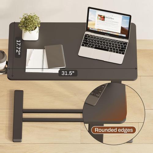 FLEXISPOT Mobile Standing Desk with Wheels Pneumatic Laptop Desk Rolling Computer Cart Movable Height Adjustable Small Sit Stand Workstation Home Use (31.5 W x 17.7 D, *****WHITE!!!!!*****)