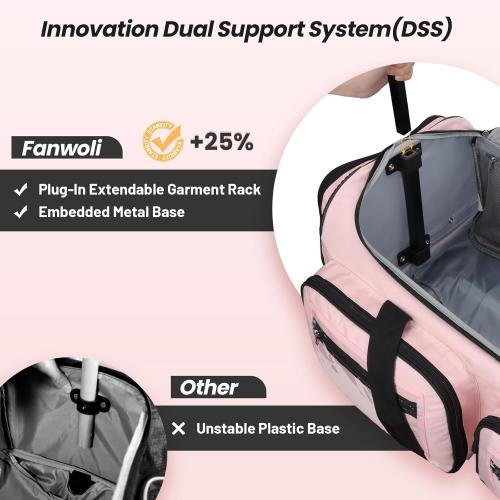 Fanwoli 23 Dance Bag with Garment Rack | Upgraded Stable System & Fabric | More Lightweight & Wear-Resistant | Ideal Competition Rolling Duffle Bag