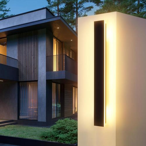 Size 31.5 Outdoor Wall Light LED Long Wall Sconce 31.5in Ip65 Waterproof Black Modern Outdoor Lights 3000k 26W Metal Exterior Light Fixture For Porch Light Patio Front Door Yard Garden Villa Living Room