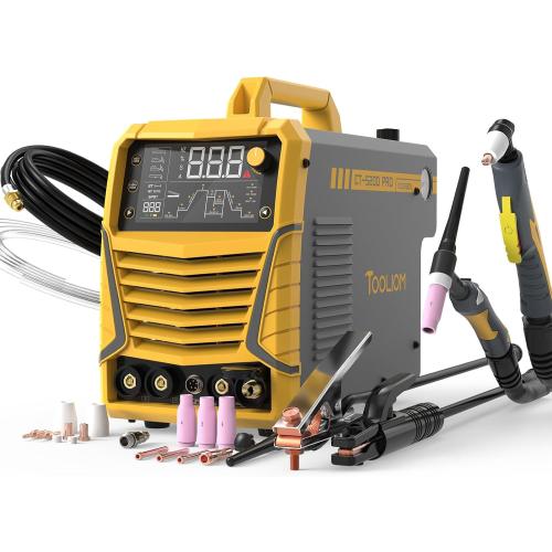 TOOLIOM CUT/HF TIG/Pulse TIG/Spot Welding/Stick 5 in 1 Portable Welding Machine: 50A Air Plasma Cutter, 200A TIG Welder, 180A Stick Welder, with Dual Voltage 110&220V