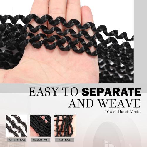 Passion Twist Hair 12 Inch 8 Packs Water Wave Crochet Hair Bohemian Braiding Hair Pre Looped Crochet Braids Hair Extensions for Black Women （1B Black#）