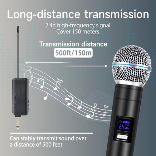 Professional Wireless Microphone for Podcast, Karaoke & Singing – 2.4GHz Portable Dynamic Mic with 150ft Range, 8H Battery,Micrófono Inalámbrico for Streaming & Live Performance