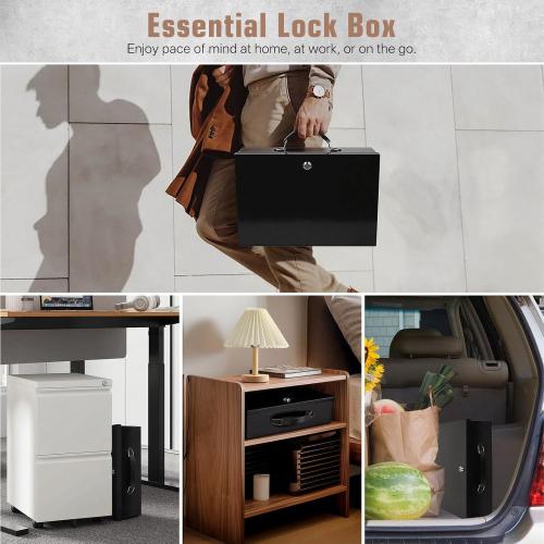 Fireproof Document Box, Fire Resistant Safe Box with Key Lock for Home, Portable Fireproof Lock Box for Personal Items, Passport, Cash, Tablet, X Large 13.2 x 11 x 4.13